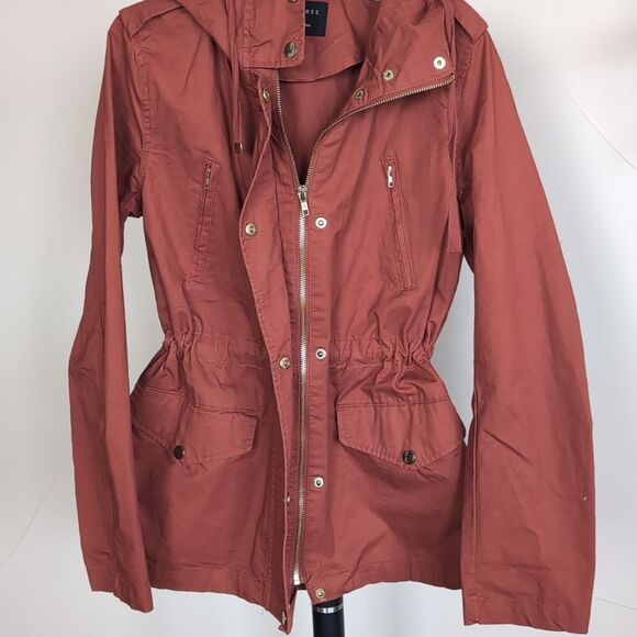 Love Tree Women's Terracotta Zip Safari Lightweight Utility Jacket- Cinch Waist - Picture 6 of 8